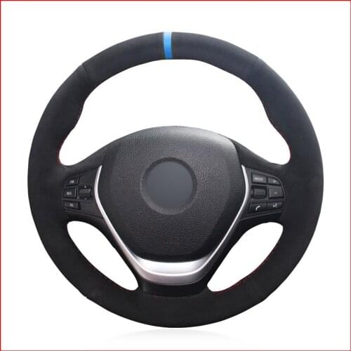 Black Suede Hand Sew Comfortable Soft Steering Wheel Cover for BMW F20 2012-2018 F45 2014-2018 F30 F31 F34 2013-2017 F32 F33 F36