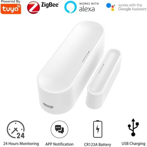 Zigbee Door Sensor Tuya Smart Home Wireless Door Window Contact Sensor APP Remote Alarm Battery Powered Smart Door Detectors