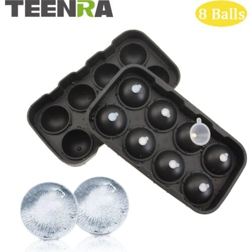 TEENRA 1Pcs 8 Cavity Ice Ball Tray Silicone Ice Cube Ball Frozen Ice Sphere Mold Round Cube Tray Form Silicone Mold Pop Mold
