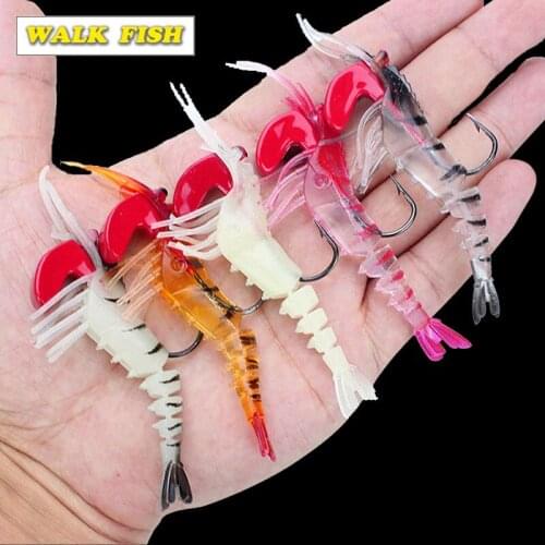 WALK FISH 1PCS New Soft Shrimp Fishing Lures Artificial Shrimp Baits 13g Brand Soft Lure Bionic Bait With Lead Weight and Hook