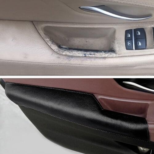 Leather Door Armrest Cover For BMW 5 Series F10 F18 2011- 2016 2017 Car Driving Side Door Handle Armrest Panel Inner Trim Cover