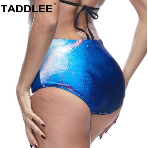 Taddlee Brand Womens Briefs Swim Bottom Bikini 3D Print Full Coverage Basic Cut Classic Swimsuits High Waist Swimwear Bathing