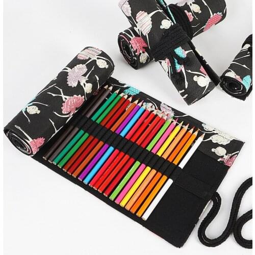 Fashion Ballet Roll School Pencil Case for Girls Pencilcase Large 24/36/48/72 Holes Pen Bag Kawaii Canvas Box Bag