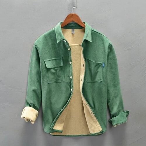 England Style Fashion Men Shirts Newly Designer Winter Velvet Warm Corduroy Shirts Men Long Sleeve Simple Korean Casual Shirt