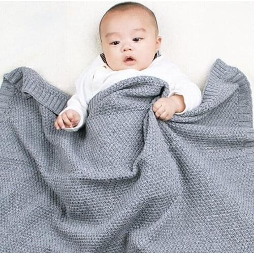 New 2020 Infant Baby Boy Girl Pure Color Knit Blanket Autumn Winter Newborn Baby Quilt Boys Girls Hold Blanket