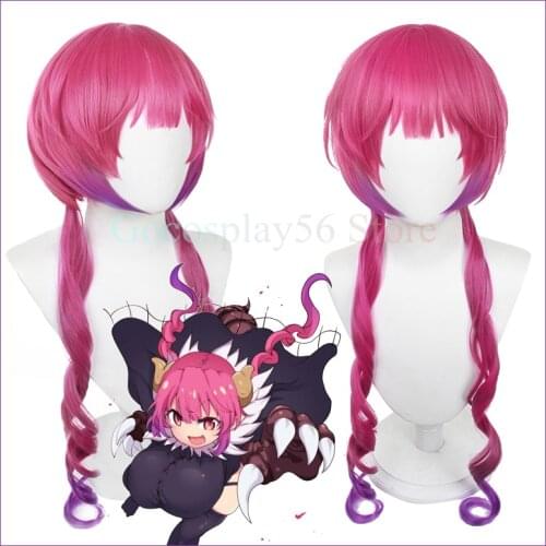 Ilulu Wig Kobayashi-san Chi no Maid Dragon Cosplay Gradient Pink Purple Long Curly Twin Ponytails Heat Resistant Synthetic Hair