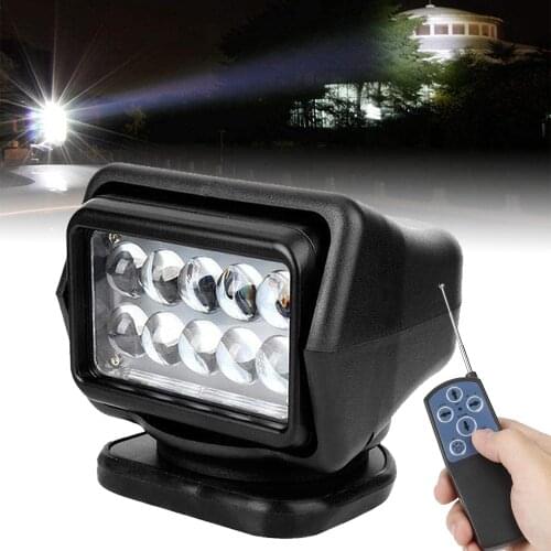 Remote Control Marine Spotlight 12V 24V LED Work Light Searchlight for Truck SUV Yard Garden Boats Yacht