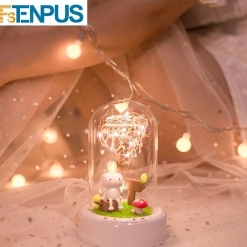 Romantic Rose Glass Bottle Lamp with String light+Rechargeable Wireless Bluetooth Speaker Christmas Home Decor Lamp