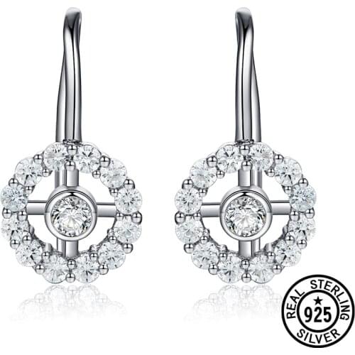 925 Sterling Silver Clip Earrings Flower Crystal Zircon Round Cute Earrings For Women Girls Friends Gifts Fine Jewelry