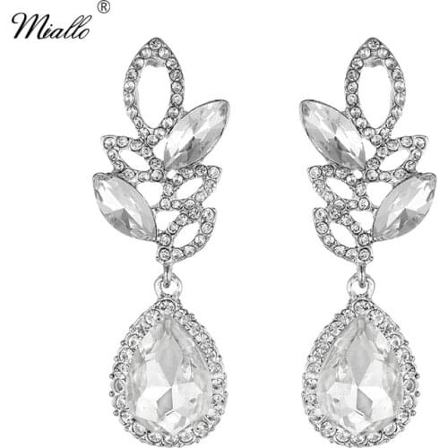 Miallo Fashion Big Austrian Crystal Korean Women Earrings Wedding Bride Bridesmaids Drop Earrings