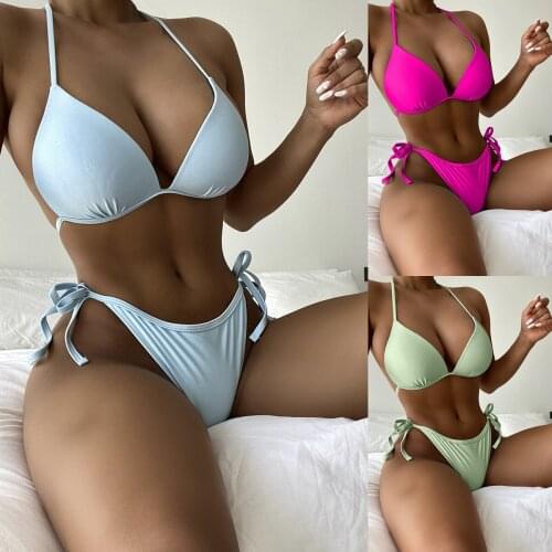 Sexy micro bikini set Push up swimwear women Neon swimsuit female bathing suit Brazilian mini bikinis 2021 mujer bathers