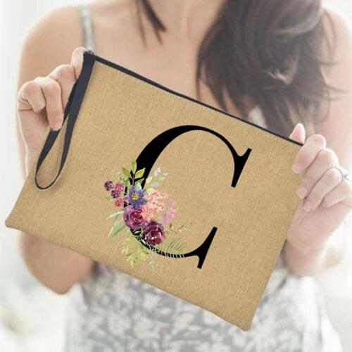Letter Flower Print Clutch Bags Purse Bridal Party Cosmetic Cases Bridesmaid Handbag Envelope Bag Summer Beach Bag Wedding Gifts