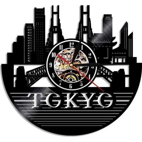 Tokyo Cityscape Vinyl Record Wall Clock Japanese Capital Tokyo Wall Clock Japanese Wall Art Decor Japan Travel Souvenir Gift