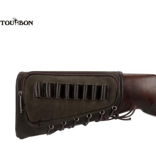 Tourbon Hunting Rifle Gun Butt Stock Cheek Rest Piece Pad W/ Ammo Cartridges Holder Bullet Carrier Pouch Shooting Accessories
