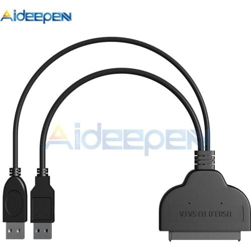 USB 3.0 To SATA 22 Pin 2.5 Inch Hard Disk Driver SSD Adapter Connector Converter Cable Dual Double USB High Speed