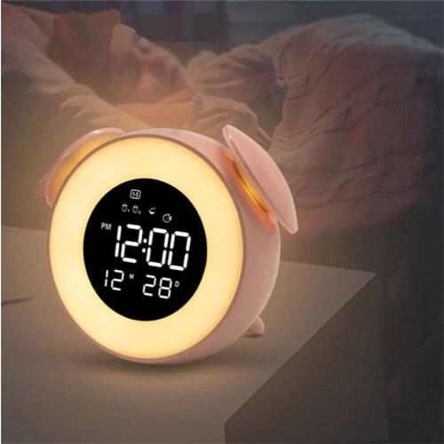 Usb Table Led Bedside Sunrise Sunset Wake Up Night Light Digital Led Music Alarm Mirror Clock Bedroom Desk Calendar Snooze Clock