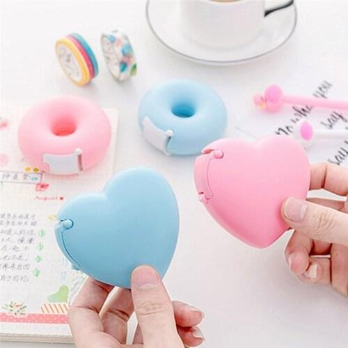 Candy Color Masking Tape Cutter Love Heart/Donut Shape Washi Tape Cutter Stickers Slicer Tape Dispenser Stationery School Supply