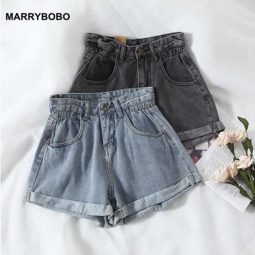 2021 Summer Women High Waist Denim Shorts Vintage Wide-Leg Short Jeans Casual Loose Shorts Korean Pockets Shorts