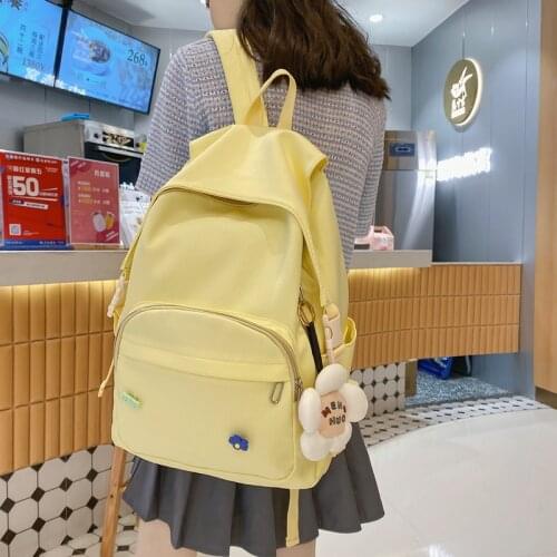 Simple Pattern Candy Color Women Rucksack Teenager Girls College Junior High School Bag Travel Double Shoulder Backpack Mochila