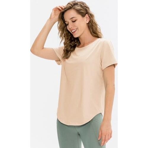 Women Crop Top Yoga Solid Short Sleeve Sport T-Shirt Loose Fitness Yoga Top Gym Seamless Basic Casual Running Top Training Shirt