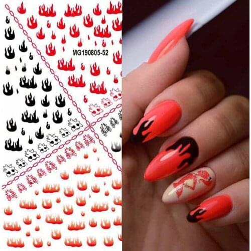 1Pcs Fire Flame Nail Stickers Stencil Hollow Sticker Manicure Stencil Stickers Nails Art Decoration Tools