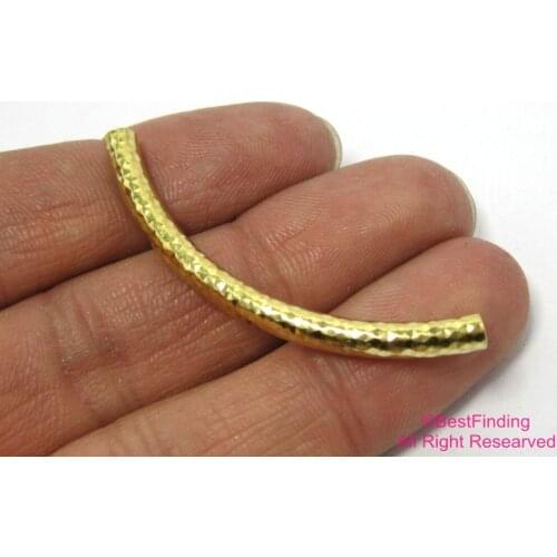 Brass pendant 50mm tubes Faceted curved raw brass tube -10pcs R176