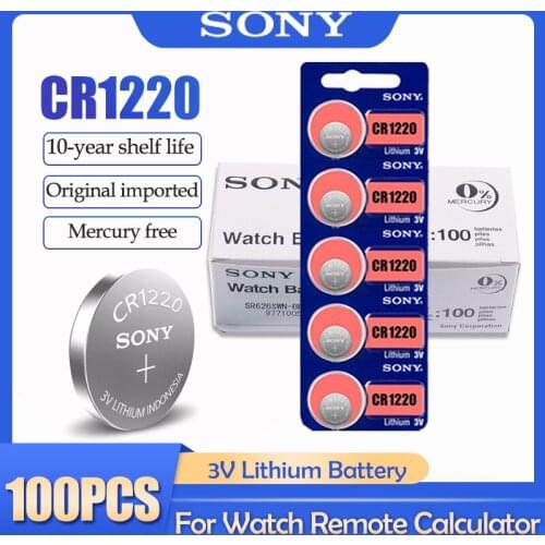 100PCS/LOT Sony CR1220 CR 1220 ECR1220 GPCR1220 BR1220 LM1220 DL1220 3V Lithium Battery For Watch Remote Button Cell Batteries