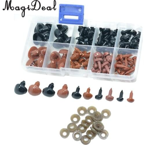 100 Pieces Plastic Safety Noses Eyes For Bear Doll Toy DIY Crafts Brown and Black