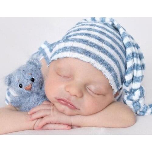 2 Pcs/set Newborn Photography Suit Striped Bib Long Tail Knotted Hat Suit Bodysuits Sleeves For Small Boys And Girls Souvenirs