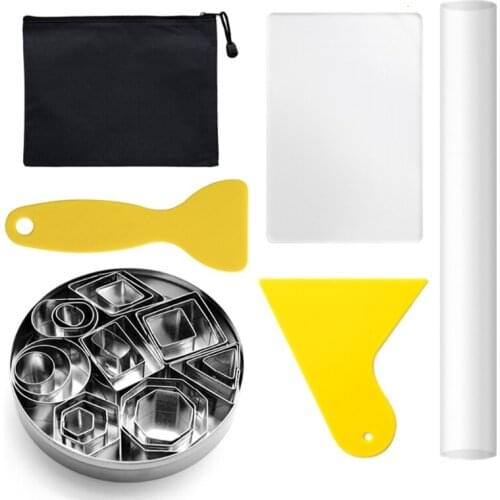 28pcs Stainless Steel Punch Cutter Baking Mold Acrylic Clay Roller Scrapers Set