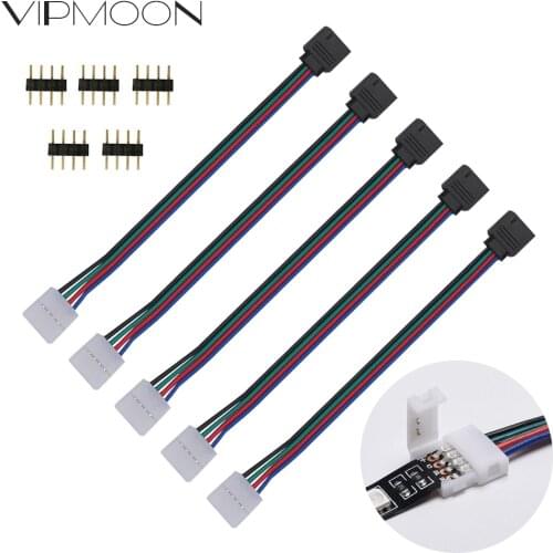 5Pcs 4Pin RGB Strip Light Connector For SMD 5050 3528 LED RGB Strip Extension Connector Cable Wire led strip Extension Cables