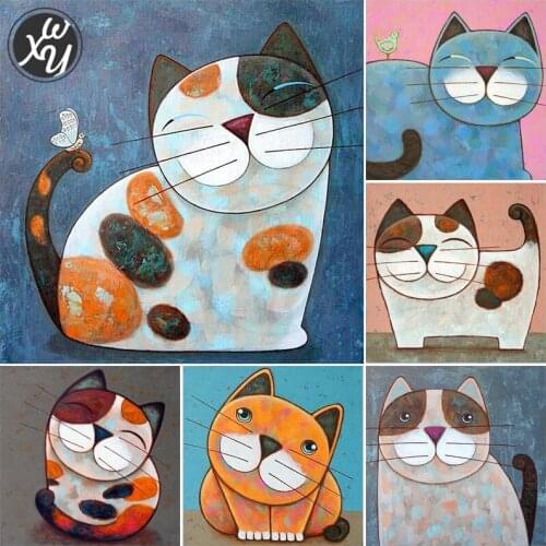 5D Diy Diamond Painting Embroidery Cartoon Rhinestones Pictures Diamond Embroidery Cute Cat Mosaic Cross Stitch Decor for Family