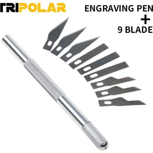 9 Blades Craft Artwork Cutting Knife DIY Carving Knife Stencil Scoring Hobby Chiseling Model Repairing Sculpture Scalpel Knife