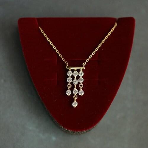 925 Sterling Silver Plated 14K Gold Shiny Zircon Vintage Wedding Charming Luxury Tassel Necklace Jewelry for Women Gift New