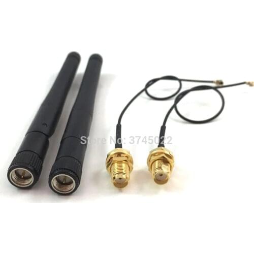2pcs 433mhz Antenna RF Sma Male Connetcor High Gain 3dbi with 2pcs u.fl ipx to Sma Female Connetcor 1.13 Cable 15cm
