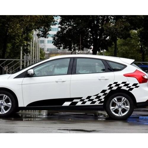 Car Decals Black sport Championship Grid racing flags 100'' for focus Vinyl Side Door Sticker ZC906
