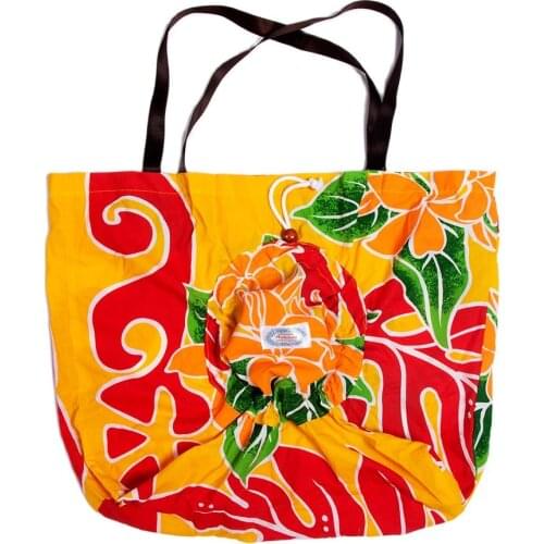 Free Shipping HJ0002 10 Pcs/lot Orange Hula Pa'u Bag with Floral Printing Reusable Handbag Women Packed for Ladies' Dress