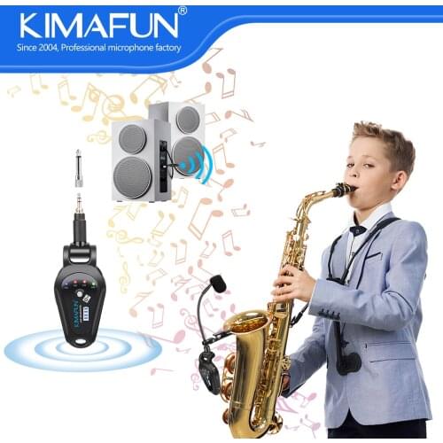 KIMAFUN 4 Channels Professional UHF Wireless Saxophone Trumpet Trombone Tuba Sax French Horn Microphone Musical Instruments Mic