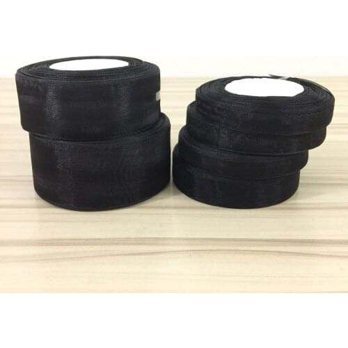 Black Chiffon Organza Ribbon Wedding Party Decoration Wrapping Christmas Gift New Year Decor DIY Material Hair Bow Fabric
