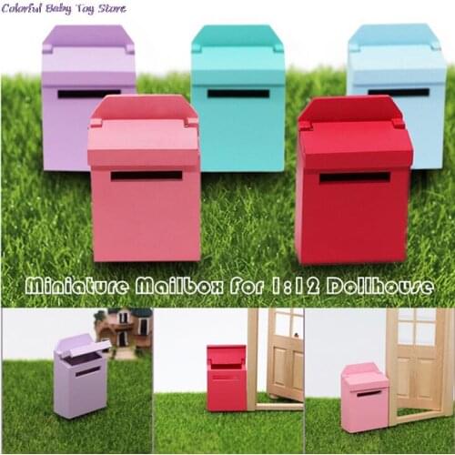 1:12 Mini Wood Letterbox Mailbox Doll House Miniatures Accessory Dollhouse Colorful Wooden Mailbox Miniature DIY Doll Furniture