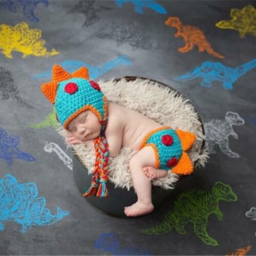 Baby Boys Girls Dinosaur Short+Hats Newborn Photography Props Crocheted Knitted Infant Costume Photography Clothes Accessorie#p4