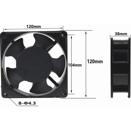 Gdstime 10 Pcs 2-Wire 220 Volts 240-Volt 120mm 120x120x38mm Industrial Exhaust AC Cooling Fan 220V 240V 12038s 12cm