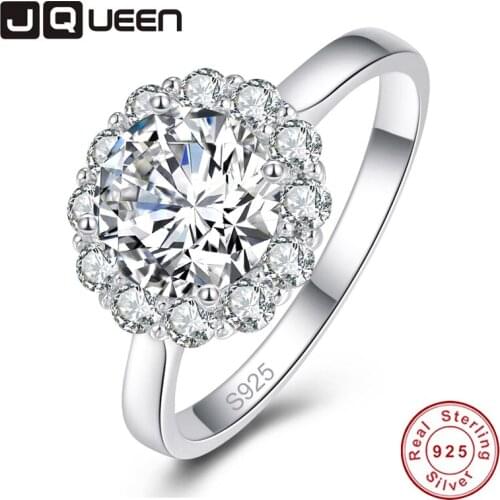 925 Sterling Silver Rings 8MM Round Big Crystal White CZ Rings for Wedding Engagement S925 Fine Jewelry Women Romantic Ring
