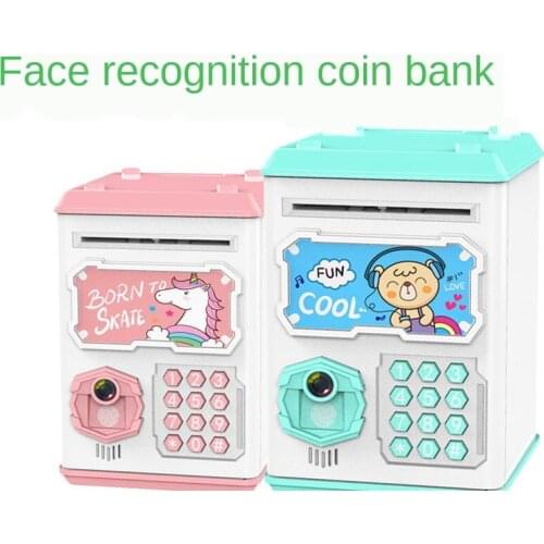 Virtual Face Recognition Piggy Bank Childrens Cartoon Creative ATM Style Coin Bank Electric Roll Coin Music Storage Tank ZH419