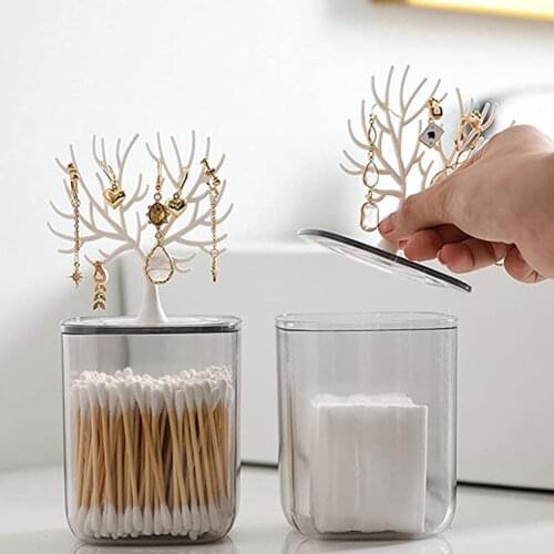 Creative Tree Storage Box Desktop Toothpicks Holder Cotton Swab Box Cotton Bud Holder Case Table Plastic Storage Box Organizer