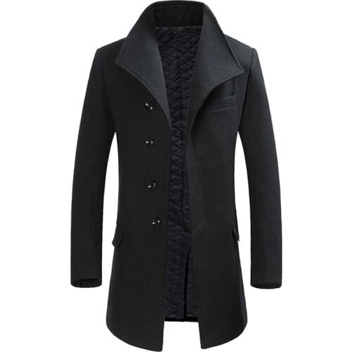 New Winter Mens Wool Coat British Style Thick Woolen Men Overcoat Single Breasted Casual Windbreaker Jacket Brand Clothing