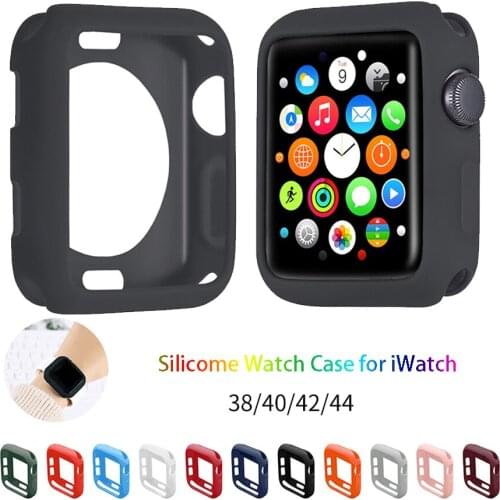 Solid Color TPU Protective Bumper Case for Apple Watch 38MM 42MM 40MM 44MM Silicone Full Protection Durable Shock Proof Shell