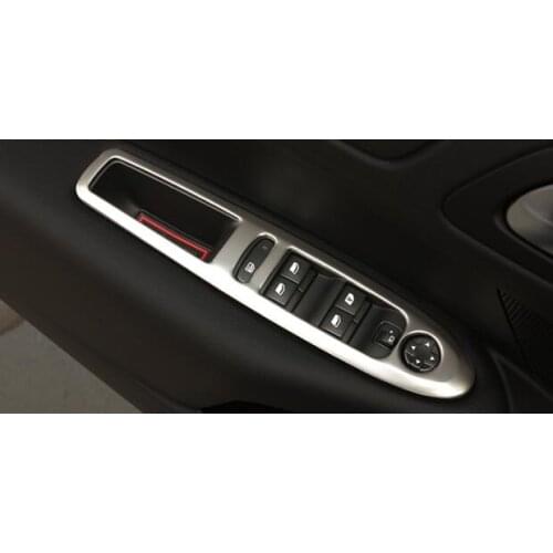Higher star stainless steel 4pcs Car door lift window switch decoration cover,scuff protecting plate For Citroen C4