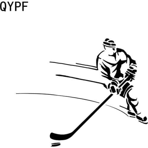 QYPF 13*10.7CM Interesting Silhouette Hockey Player Decor Vinyl Car Stickers Accessories Graphic C16-0550