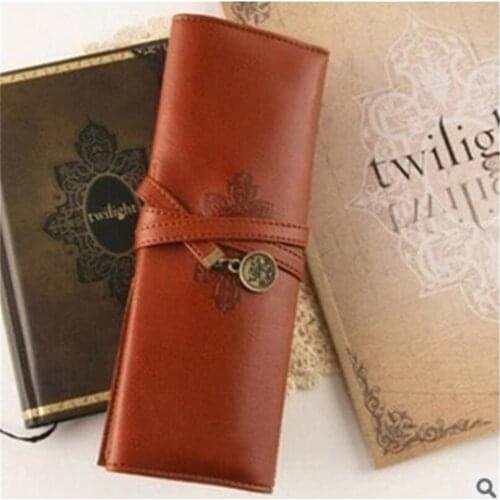 Retro Pencil Case Pen Bag Three fold pu pencil case School Supplies Kids Children Birthday Gift brush case Classical atmosphere